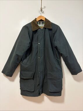 Country Collection Waxed Cotton Jacket Womens Medium Green Brown Plaid Heritage